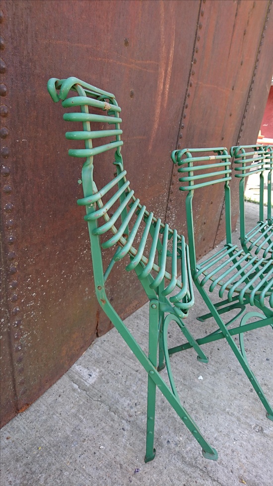 French Wrought Iron Garden Chairs Antique Green Historische