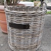 Round planter basket rattan on wheels height 58cm