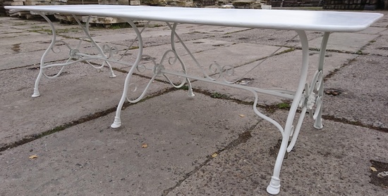 French Wrought Iron Garden Table Large Antique White