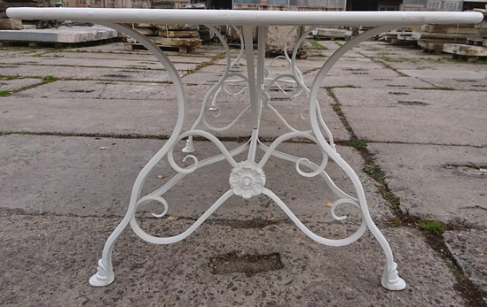 French Wrought Iron Garden Table Large Antique White