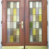 Eichen Zimmertür Doppelflügel mit Buntglas 50er - 60er Jahre
