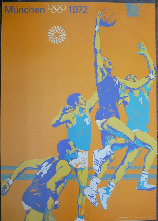 München 1972 Olympische Sommerspiele Basketball Plakat Plakatwelt 678 Gerahmt 