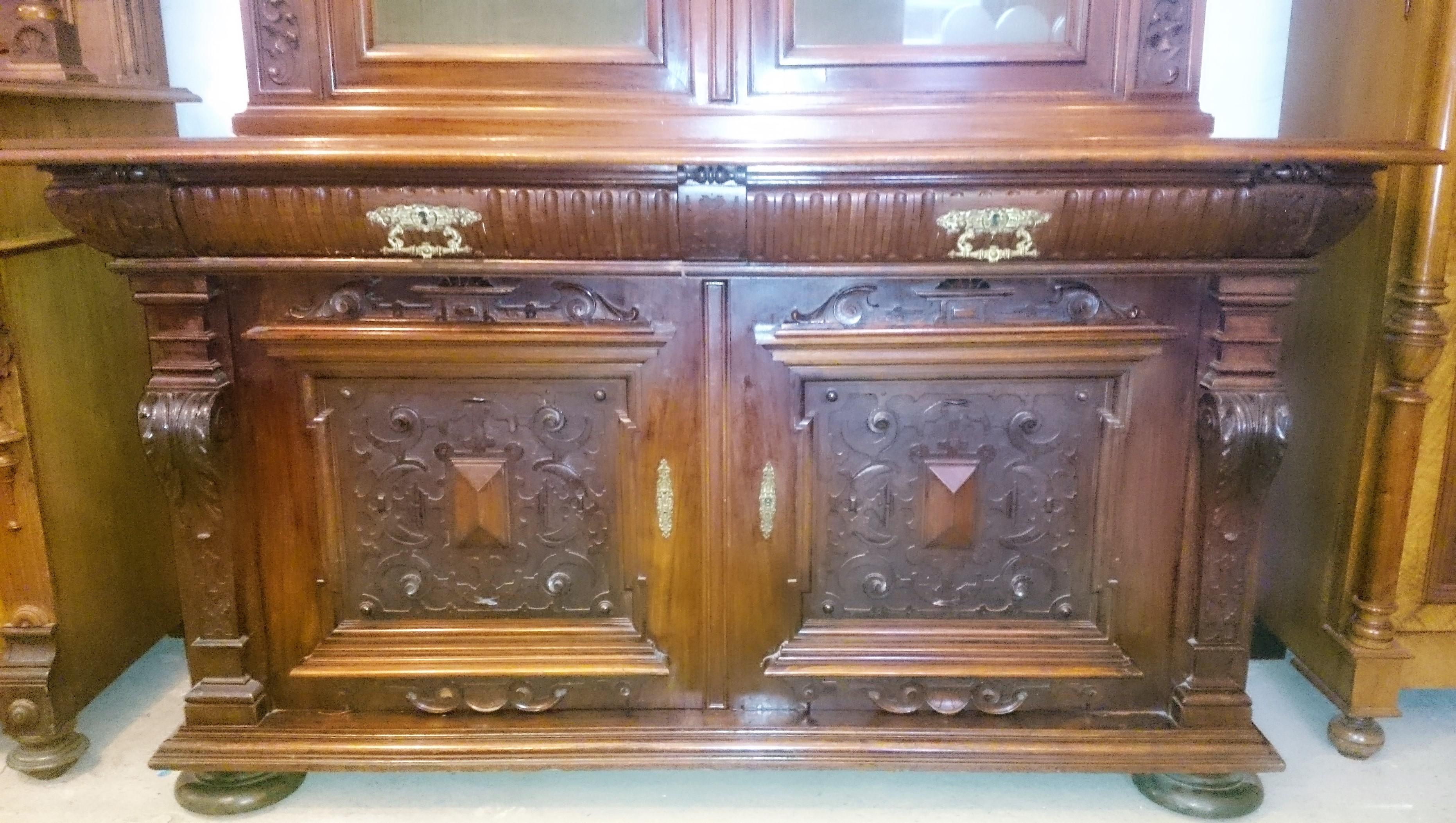 Gründerzeit Bücherschrank / Bibliothek Schrank | Historische