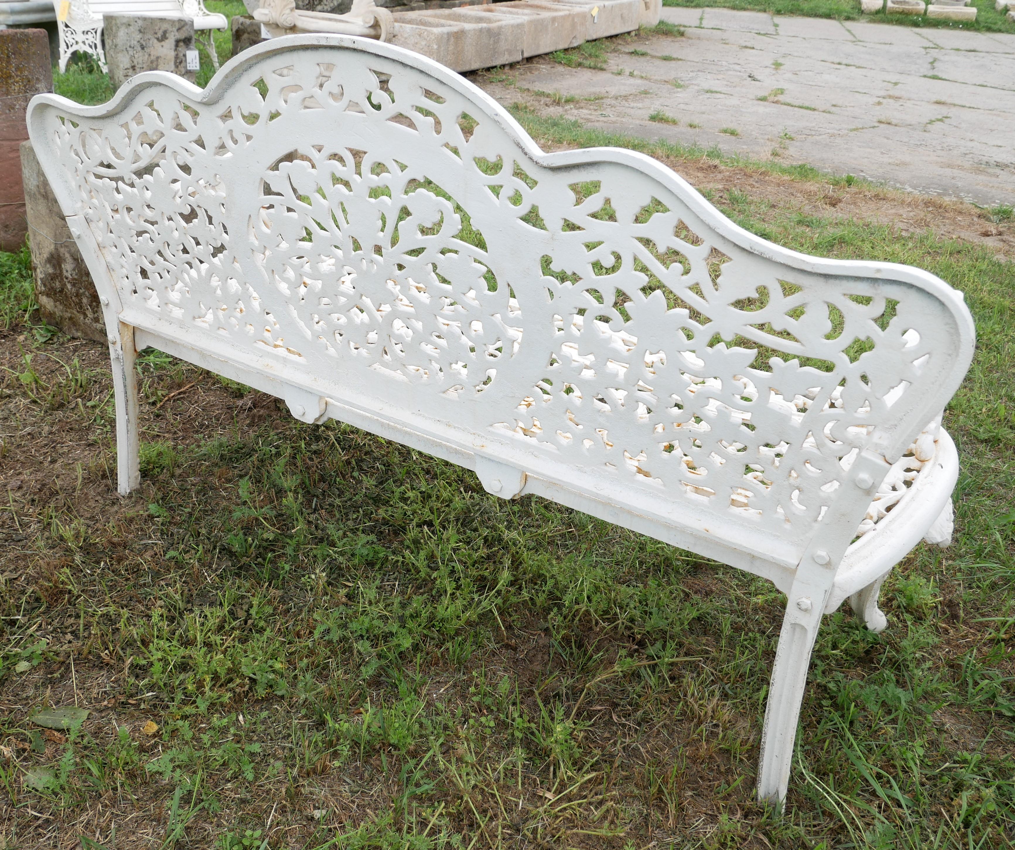 Gartenbank Gusseisen Antik weiß BOUQUET Historische Bauelemente