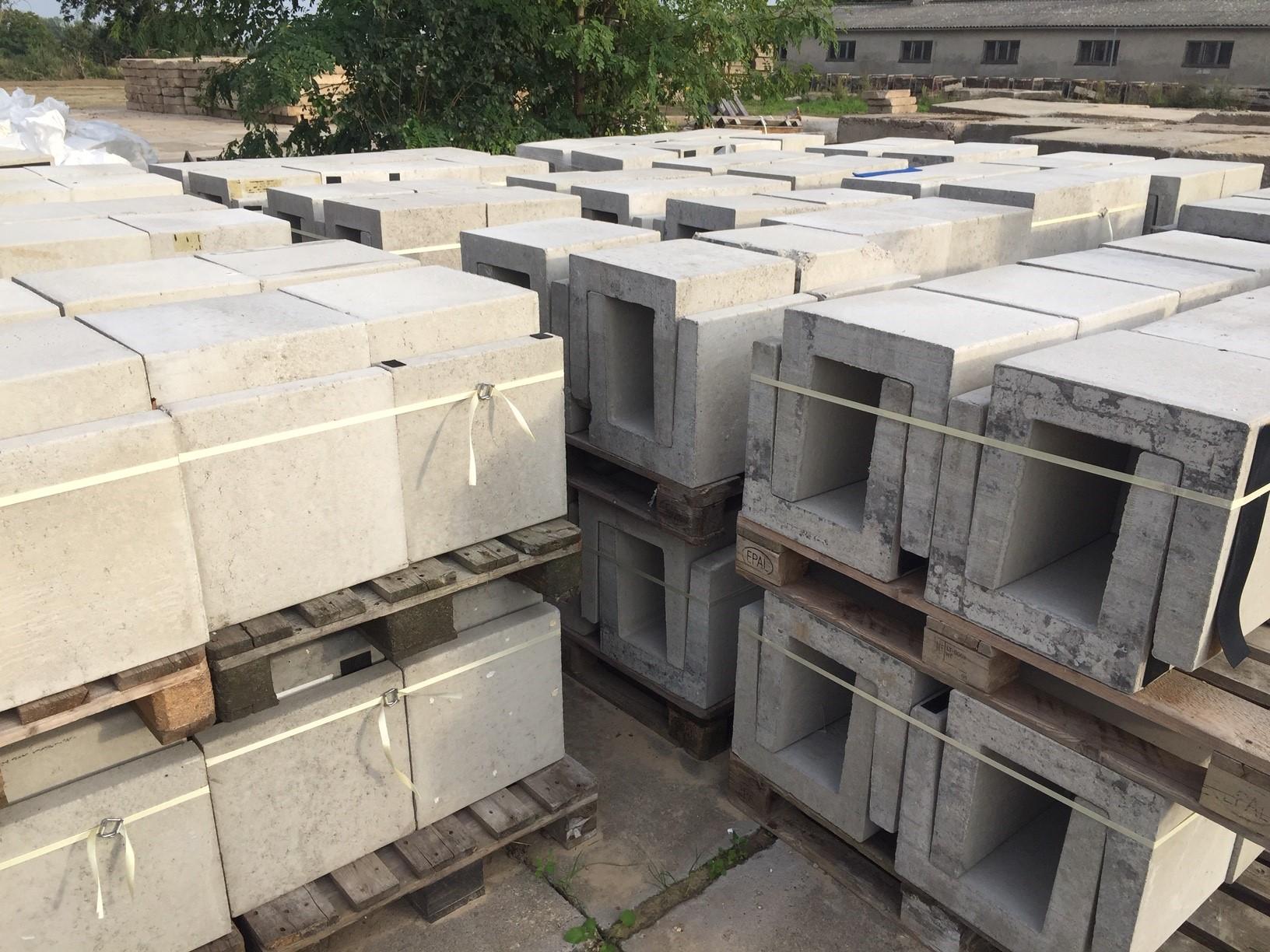 8x Beton UStein/ Winkelstein 40/40/39,5 cm Sichtbeton Historische
